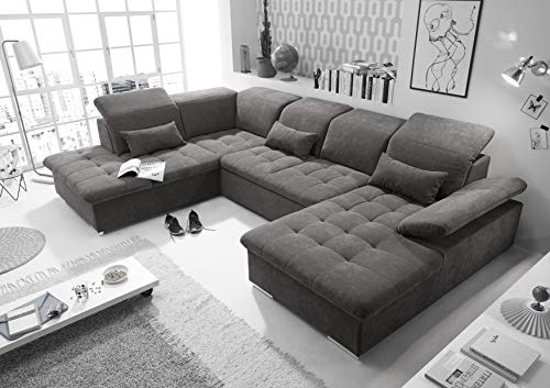 moebel-guenstig24.de Funktionale Couch Wayne Sofa Schlafcouch Bettsofa Schlafsofa Sofabett Wohnlandschaft ausziehbar braun schwarz Ottomane Links U-Form