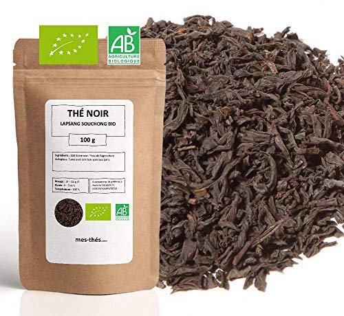 Thé Noir Bio Lapsang Souchong - 100g (40 tasses) - Thé en vrac 100% Agriculture Biologique - Mes-Thés (100 g, Lapsang Souchong)