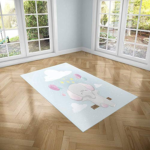 Oedim Kinderteppich Elefant für Zimmer, PVC, 95 x 120 cm, PVC-Teppich, Vinyl-Boden, Dekoration für Zuhause, Boden Sintasol