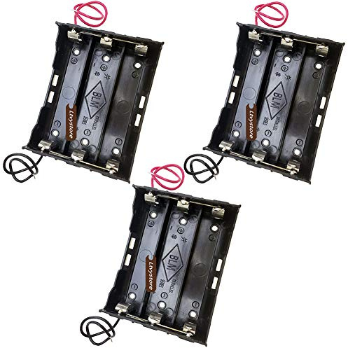 18650 Battery Case Holder, 3 Pcs 3 Slots x 3.7V 11.1 Volt DIY Battery Storage Box, in Parallel Black Plastic Batteries Case for 3 x 18650 Ltvystore