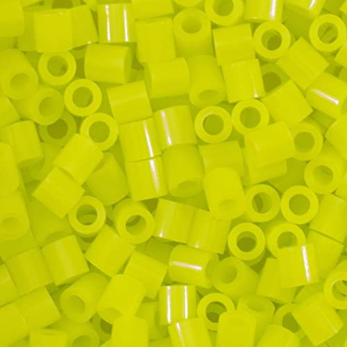 Vaessen Creative 5009-030 Bügelperlen, Neon Gelb, 1100 Stück, Steckperlen zum Basteln mit Kindern, DIY Gestalten von Schmuck, Deko, Verzierungen und weiteren Bastelideen