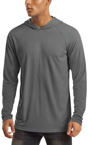 MAGCOMSEN Mens Casual Tops Athletic T Shirt Walking Hoodies Long Sleeve Hoodies Tops Sport Hoodies for Men Gym Jogging Breathable Hoodies, Dark Grey