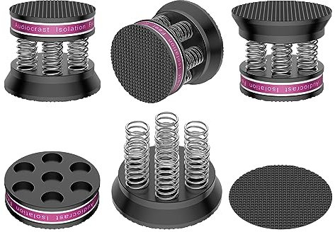 Audiocrast 4px Spring Speaker Spike Pads, Isolation Stand Feet, Aluminum Non-Slip Speaker Floor Protectors, Sound Dampening Anti Vibration Speaker Base Pad for HiFi Amplifier/DAC/Turntable/Player