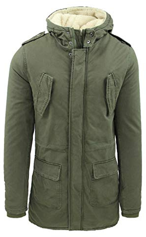Evoga Cappotto Parka uomo invernale giacca trench eskimo con pelliccia interna