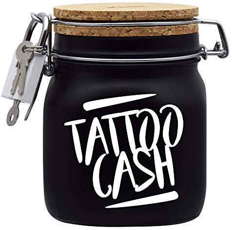 Spardose Tattoo Cash Weiss Geld Geschenk Idee Schwarz M