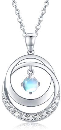 CUOKA MIRACLE Regenbogen Mondstein Halskette Silber 925 Mondstein Anhänger Sternenhimmel Kette Mondstein Schmuck für Damen Mutter Tochter