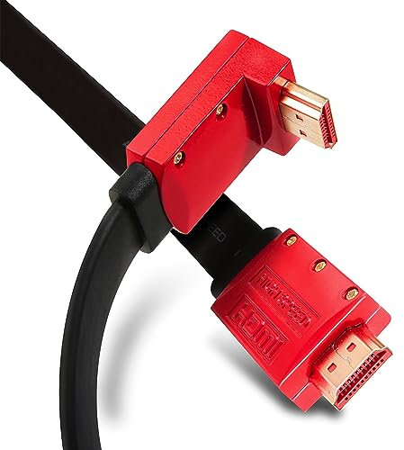 JuicEBitz 4K HDMI Cable 1m, Straight to Angled Connectors, Ultra High Speed HDMI 4k 60fps. 2.0 HDMI Lead. HDMI to HDMI Cable for with XBox, Playstation, Apple TV, Sky + More. Ultra HD 1M Long HDMI