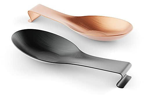 Antiope Design® ● Lot De 2 Repose Cuillère Cuisine ● Support Ustensiles Cuisine ● Porte Ustensiles Cuisine Noir Et Cuivre