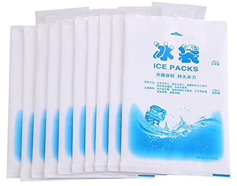Bolsa de Hielo, Paquete de Hielo para Transporte de Alimentos, 10 Uds Paquetes de Hielo Reutilizables Bolsas de Enfriamiento de gel para Alimentos, Vegetales, Vino, Uso Industrial Médico(200ml)