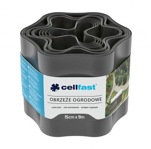 Cellfast Bordure de pelouse ondulée - en Plastique Graphite - 15 cm x 9 m