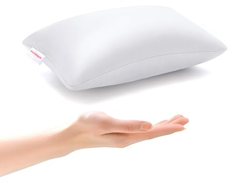 Pro Goleem Small Pillow 11x7x2.5 for Kids and Baby Sleeping with Name Tag Mini Tiny Pillow for Camping and Chair Car Air Nap Neck Lumbar Knee Rest Pillows, White