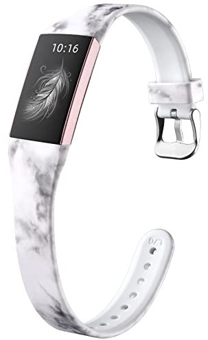 Keponew Armband mit Blumenmuster, kompatibel mit Fitbit Charge 4 für Damen, Armband kompatibel mit Fitbit Charge 3 Bänder für Frauen, schmaler Ersatz, kompatibel mit Fitbit Charge 3 SE, groß, Marmor