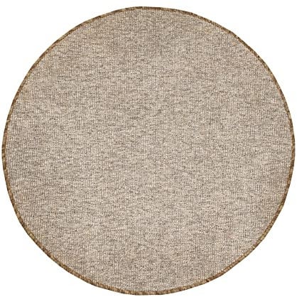 Tadi & Imperio1979 Runder Teppich für drinnen und draußen, glatt, ohne Flor, Ocker, Durchmesser 170 cm, Kunstfaser für Wohnzimmer und Terrasse