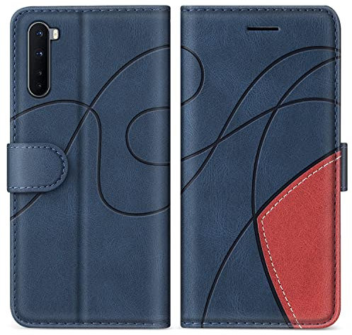 KKEIKO Hülle für OnePlus Nord, PU Leder Schutzhülle für OnePlus Nord, Kratzfestes Brieftasche Handyhülle mit Kartenfächern, Blau