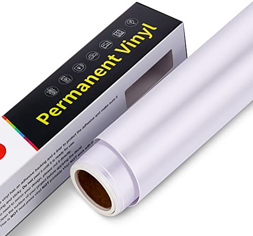 Vinilo Permanente Adhesivo - 30,5 cm x 305 cm Rollo de Vinilo Permanente Impermeable Adhesivo, Vinilo Adhesivo Permanente para Cricut, Silhouette Cameo, Plotter, Decoración (Blanco Mate)