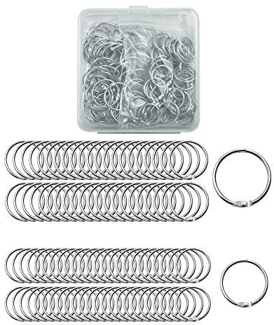 100 Stück Buchringe 20mm 25mm Binder Ringe Metall Buchbinderinge Buch Ringe Loseblatt Verbinder Ringe Heftringe Schlüsselringe für Scrapbook Album Handwerk - Karteikarten Ring von ZITFRI(Silber)