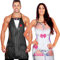 2 Stück Lustige Geschenke Set für Herren Damen Neuheit Grillschürze Muskel Kochschürzen Verstellbar Wasserdicht Küchenschürze für Weihnachten BBQ Party Erwachsene Paare (Hochzeit Stil)