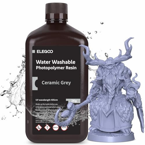 ELEGOO 3D Printer Resin, Rapid Resin 405nm LCD UV-Curing Standard Photopolymer Grey 2KG