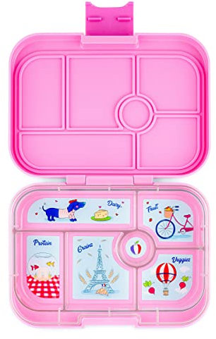 YUMBOX Original (mit 6 Fächern) - PERSONALISIERBAR - Brotbox/Lunchbox/Bento Box mit fester Fächer-Unterteilung - auslaufsichere Brotdose für Schule - ideal zur Einschulung (Fifi Pink (ohne Namen))