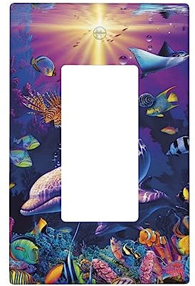 Bonito interruptor de luz decorativo de delfín o placa de pared para toma de corriente, para interruptor de luz, atenuador, receptáculo