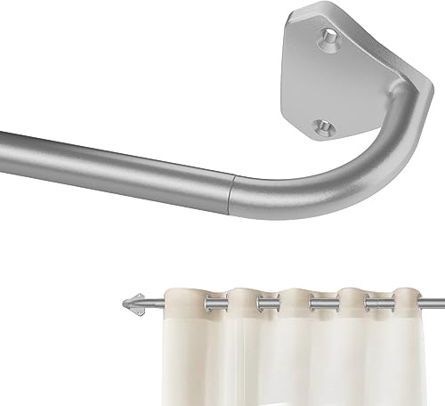GXOACKJ Silberne Gardinenstangen für Fenster, 71,1 cm bis 152,4 cm, 1,6 cm, verstellbare Verdunkelungsvorhangstangen für Schlafzimmer und Außenbereich