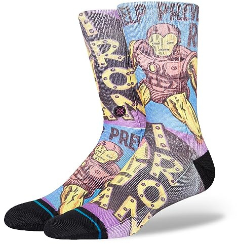 Stance Prevent Rust Crew Socks Marvel Iron Man Purple Patterned Calf Large