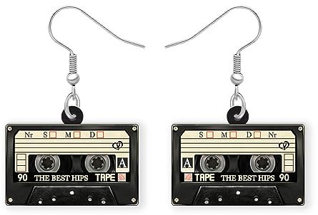 DALANE Acryl Fun Vintage Radio Kassette Ohrringe Retro Schmuck für Frauen Mädchen 80er 90er Jahre Nostalgie Geschenke (Schwarz)