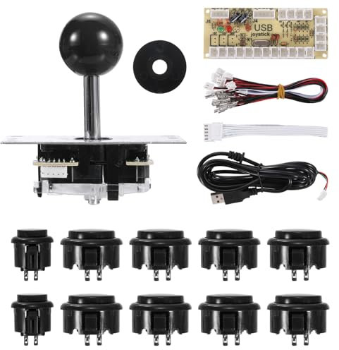 sourcing map PC Joystick DIY Kit Arcade Game Joystick DIY Parts Arcade Button ABS 5 Pin for PC Classic Arcade Black
