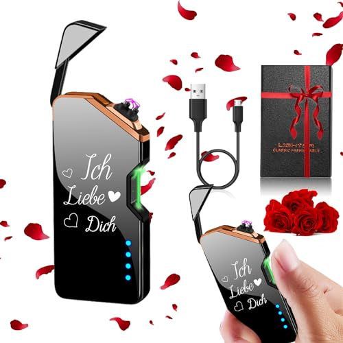 Umllpet Ich Liebe Dich Geschenk Elektronische Feuerzeug für Männer, Hochzeitstag Geburtstag Geschenke für Ihn Herren Ehemann Freund Papa, Jahrestag Geschenk für ihn, USB Elektronische Feuerzeug