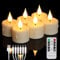 FREEPOWER 6er Aufladbare LED Teelichter mit Fernbedienung Timer Flackern Warmweiß Dimmbar Elektrische Wiederaufladbare Kerzen mit USB-Kabel, Halloween Weihnachten Familie Deko, Ø4x5.5cm