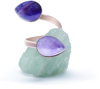 Anello Contrariè Argento e Oro Rosa: Potere Interiore e Intuizione in un Abbraccio di Ametista Naturale - Gioiello Artigianale Fatto a Mano in Italia - Regalo Straordinario per Donna