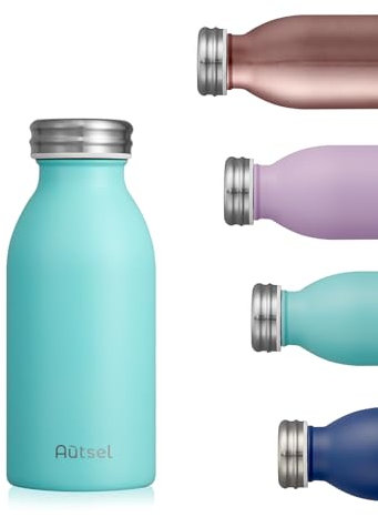 Autsel Trinkflasche Thermo Edelstahl 350ml für Heiße und Kalte Getränke für Büro Sport Outdoor Camping Fluoreszierendes Grün