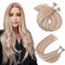 Ugeat Bonding Extensions Echthaar Aschblond 55cm Natürlich Keratin Extensions Echthaar Bondings Blond Highlight Flat Tip Haarverlängerung Hellblond 50g 50s 18/613