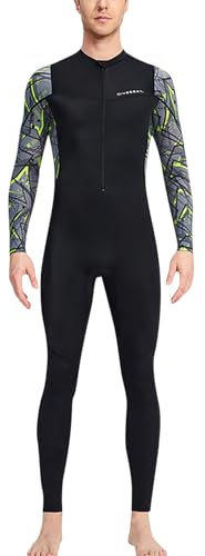 RUMAOZIA Men's Swimsuit One-Piece Swimsuit Swimwear Men Long Sleeve Sun Protection Surf Suit Shorty Wetsuit Beachwear Breathable Full Body Diving Suit with Front Zip, black, XL