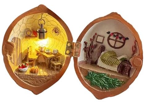 LOVIVER Tiny World Walnusshaus, Kunstharz, Miniatur-Puppenhaus, Geschenk, Walnusshaus, Spielzeug, Dekoration, Nuss, 3D-Szene für Arbeitsplatte, Erwachsene, Schlafzimmer Wohnzimmer