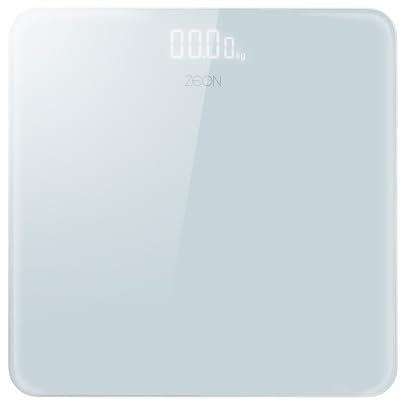 ZEON Personenwaage mit Glasaufsatz zur präzisen elektronischen Gewichtsbestimmung, Weiß