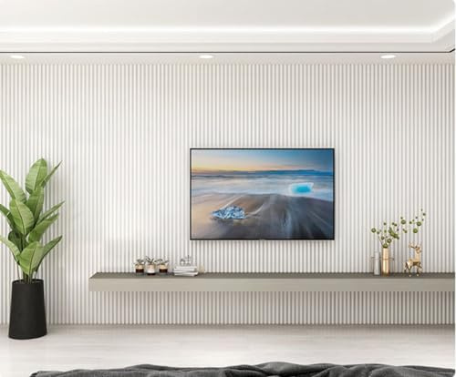 RHP 10 x WPC Wandpaneel: Dekoplatten für Flur & Wohnzimmer - Innenwanddekoration in Holzoptik, Lamellenverkleidung, ökologisches WPC und Bambusfaser, ideal für TV-Hintergrundwand (Weiß)