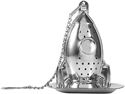 Chazcool Stainless Steel Tea Strainer, Rocket Ship Tea Infuser with Chain, Rocket Shape Loose Tea Filter for Leaf Herbal Spice Brewing Steeping Home Teaware Accessories