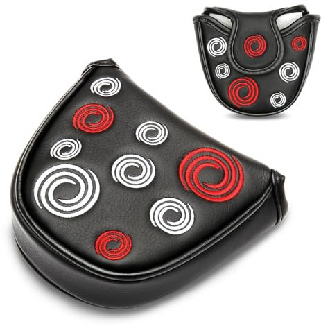 Copritesta per mazza da golf, con ricamo a cerchio, chiusura magnetica semicircolare, per mazza da golf, colore: nero