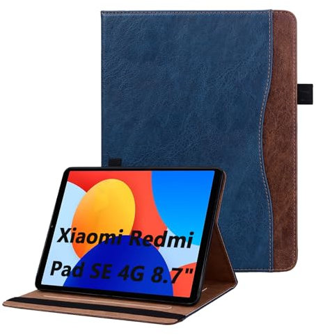 Cicili Funda para Xiaomi Redmi Pad SE 4G 8.7 Pulgadas 2024 con Bolsillo y Soporte, Fundas Protectora de Cuero PU, Cover de Tablet para 2024 Redmi Pad SE 4G,Azul