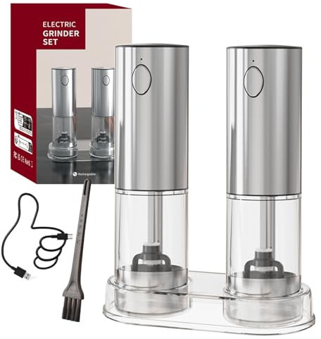 Electric Salts And Peppers Grinder Set USB Rechargeable Spices Mill Kitchen Electric Salts And Peppers Shaker For Kitchen