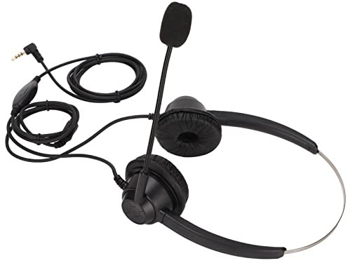 Plyisty H360D?3,5VA 3,5-mm-Business-Kundendienstkopfhörer, Schnurgebundenes Binaurales Headset mit Geräuschunterdrückung, Mikrofon und Lautstärkeregelung, für Callcenter-Agenten