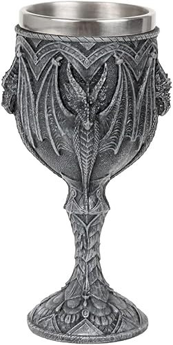 CUZOKOLA Dragon Medieval Wine Goblet | Dungeons and Dragon Cup for Medieval Party Decorations -Novelty Gothic 7oz Stainless Steel D&D Celtic Chalice Dungeons and Dragons Gifts for Men&Women