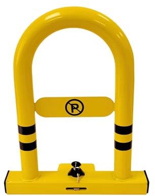 PARKING FACIL | Valla de Parking/Cepo Guardaplazas Modelo ULISES | Bloqueo Manual con Cerradura | Color Amarillo | Incluye Tornillería | 1 Unidad