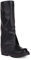 HQINGAXU Donne Stivali Alti da Equitazione in Pelle con Punta Rotonda Tacco Chunky Stivali Biker Lunghi con Risvolto Stivali Caldi Invernali Stivali da Lavoro A Polpaccio Largo,Nero,37 EU