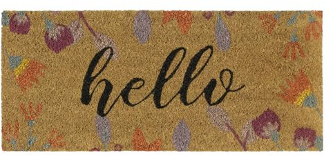 MY MAT Printed Coir Doormat, Perfect for Indoor and Outdoor Use, Large Welcome Mat for Front Door, Entryway and Patio (Hello)