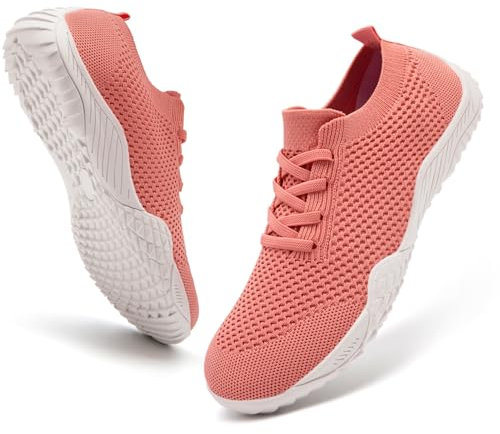 Chaussure Femme Confortable Sneakers Minimalistes Basket Sport Barefoot Shoes Rose Chaussure Running de Marche Lightweight Respirantes Barefoot 37