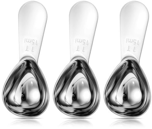 3 Stück Kaffeelöffel Portionierer, 15 ml Kaffeemesslöffel Klein Aus Edelstahl, Silber Kaffeemesslöffel Mit Kurzem Griffen, Messlöffel Für Kaffee, Losen Tee, Zucker Oder Mehl