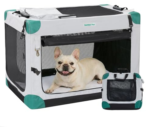 Gardner Pet Hundebox faltbar, Grau, 66x48x48cm, Katzen & Hunde bis 15 kg | Hundetransportbox mit Tragegriffen, Mit Decke, Für Katzen & Hunde bis 15 kg, Mit Aufbewahrungstasche