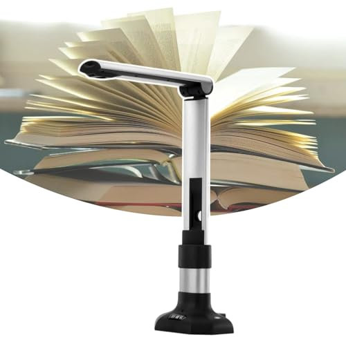 HCAUYNN Dokumentenkamera Tragbarer Buch- Und Dokumentenkamera-Scanner, Mit Led-Licht/90°-Faltdesign/Abflachungsfunktion/Zeitgesteuertes Kontinuierliches Scannen